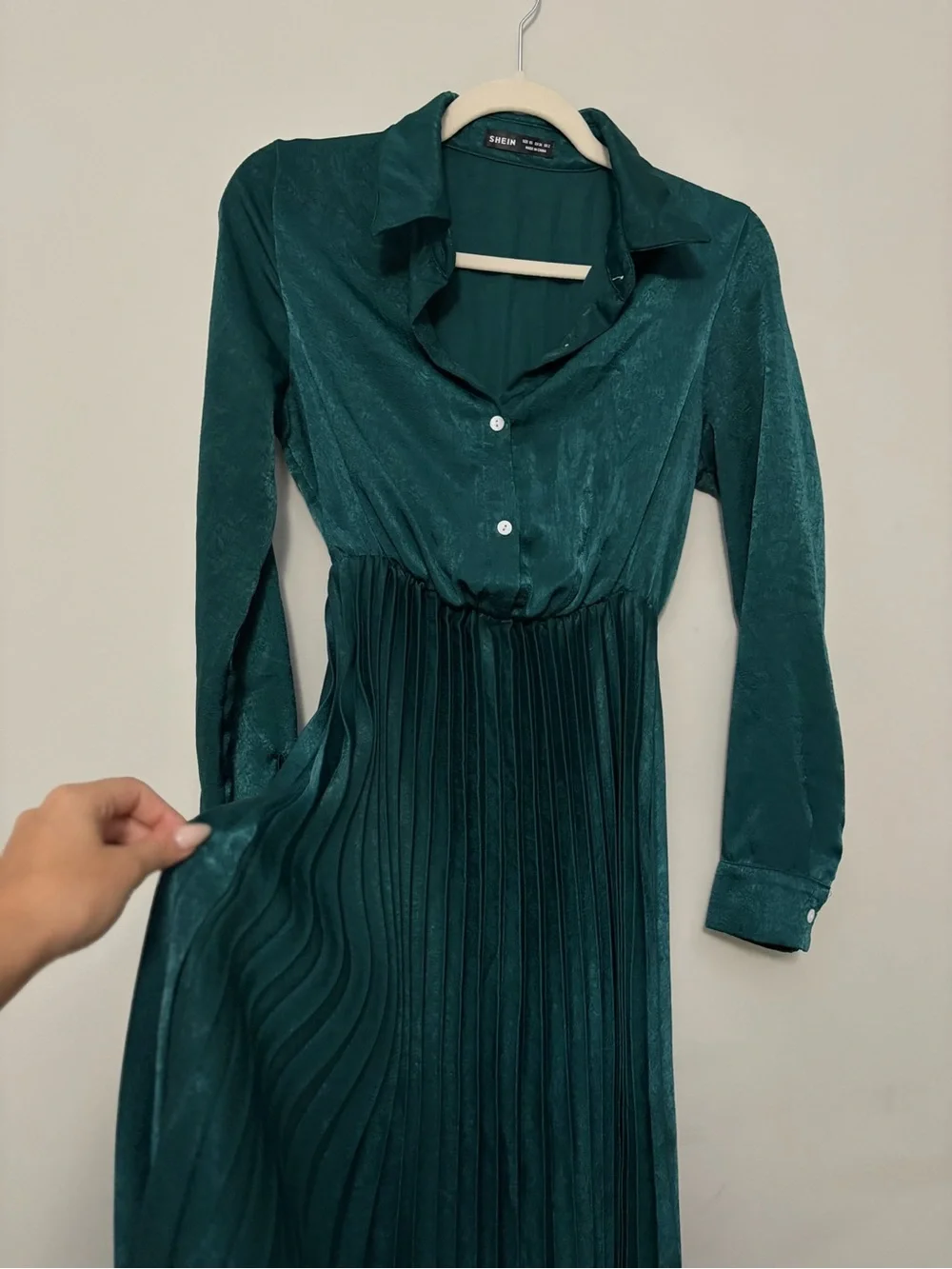 SHEIN Teal Button-Front Pleated Maxi Dress - Picture 5 of 7